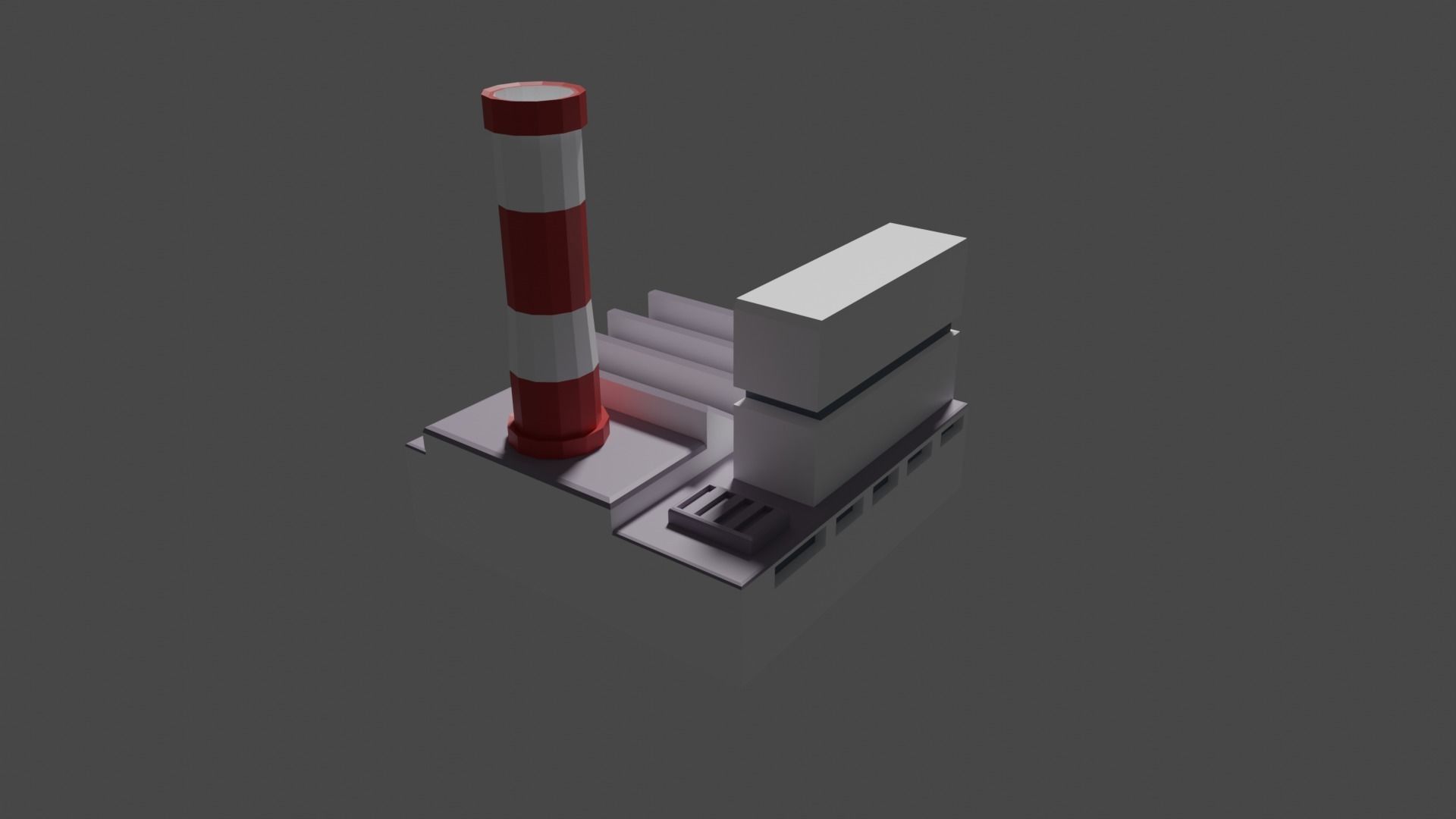 Industrial set factory with chimneys Low-poly 3D model_12
