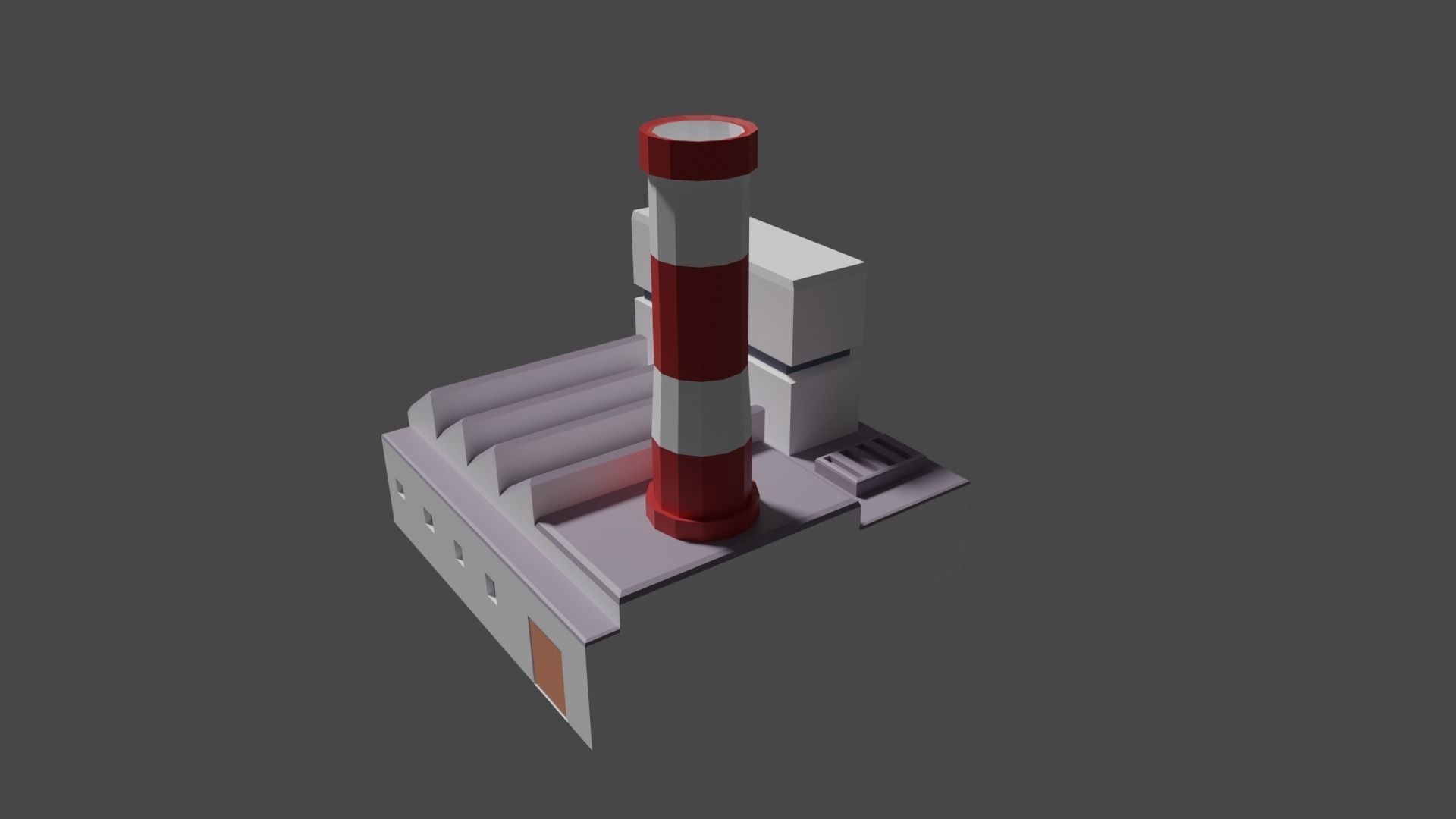 Industrial set factory with chimneys Low-poly 3D model_11