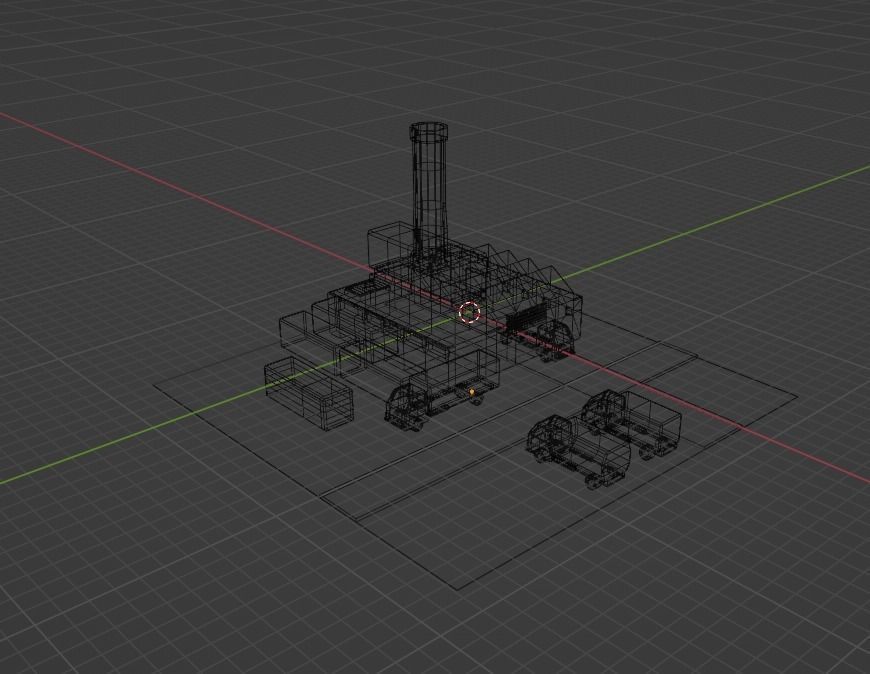 Industrial set factory with chimneys Low-poly 3D model_16