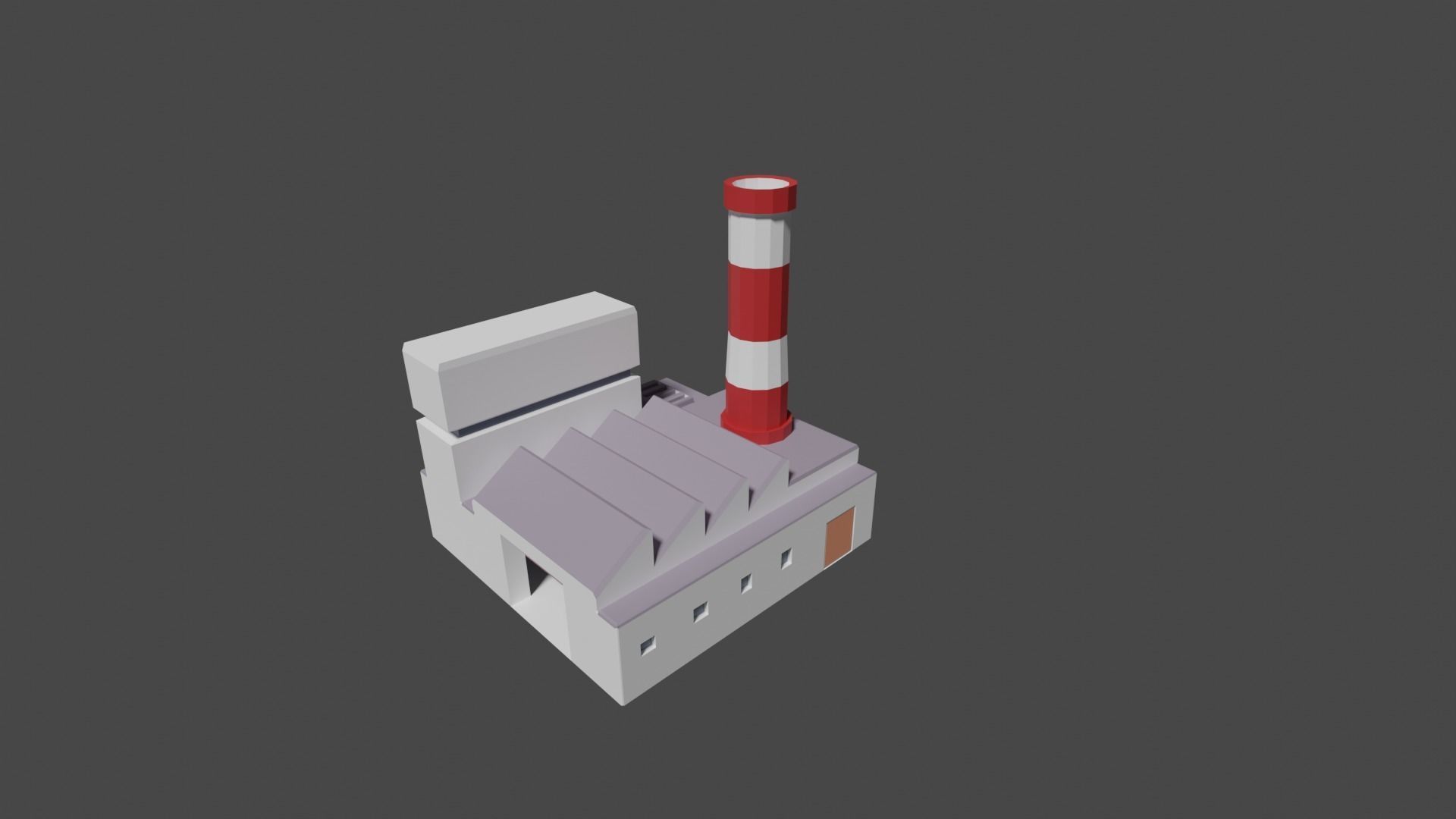 Industrial set factory with chimneys Low-poly 3D model_10