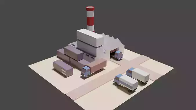 Industrial set factory with chimneys