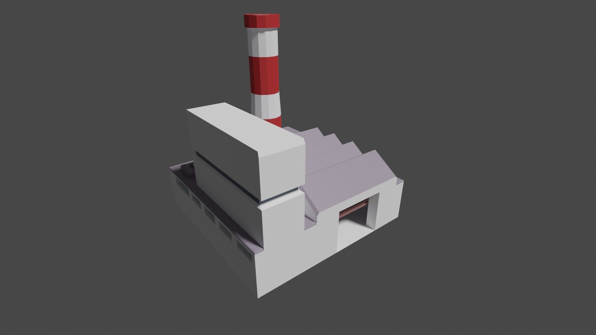 Industrial set factory with chimneys Low-poly 3D model_9