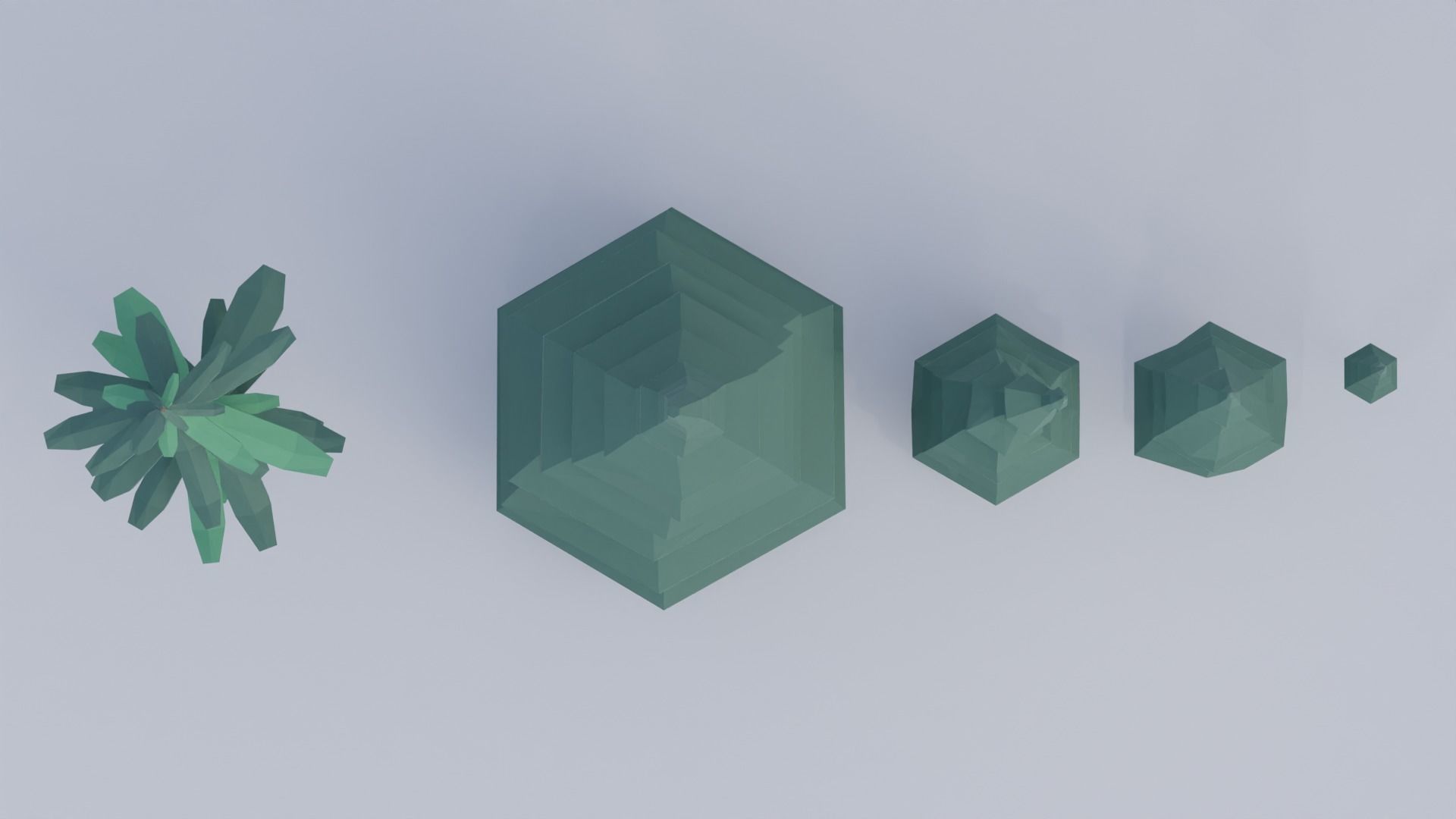 Low-Poly Softwood 1 group of pine trees 3D model_1