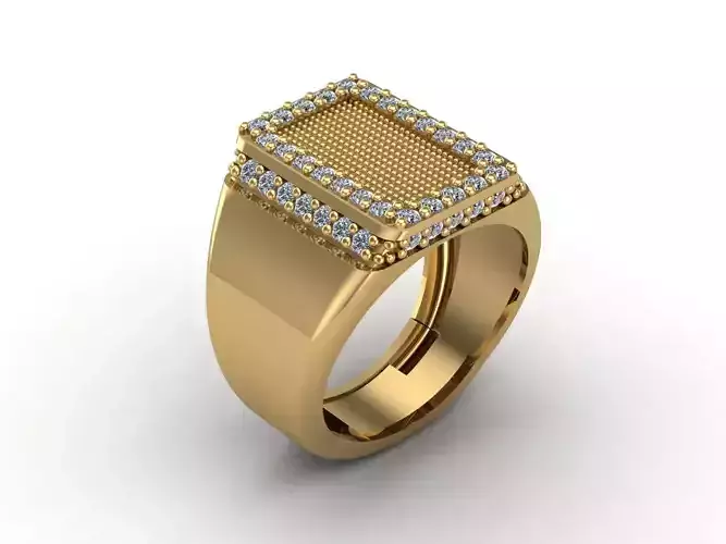 STL 3DM Mens Gemstone Diamond Men Ring With Details  3D print model