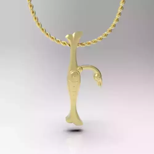 Bird calligraphy Alphabet Armenian pendant I