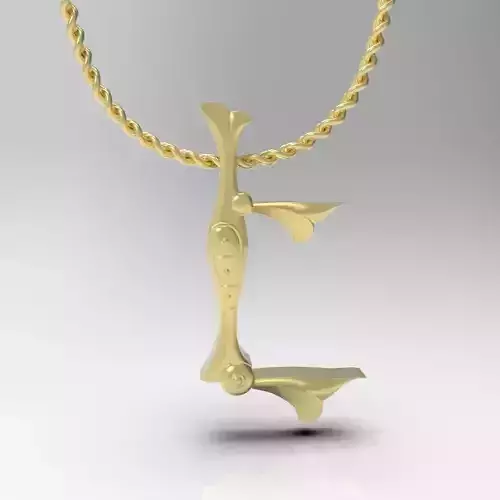 Bird calligraphy Alphabet Armenian pendant Eh