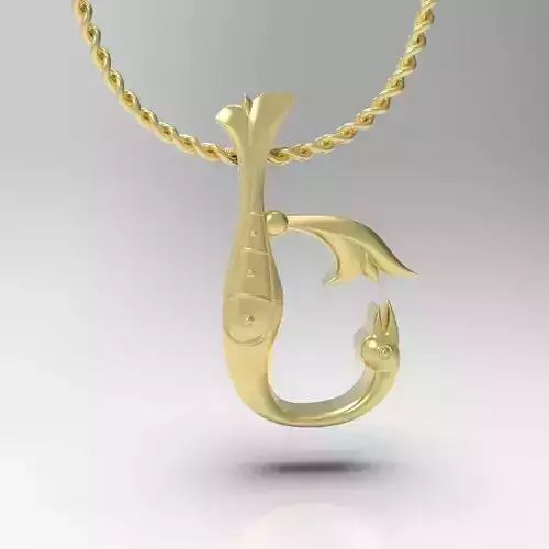 Bird calligraphy Alphabet Armenian pendant E