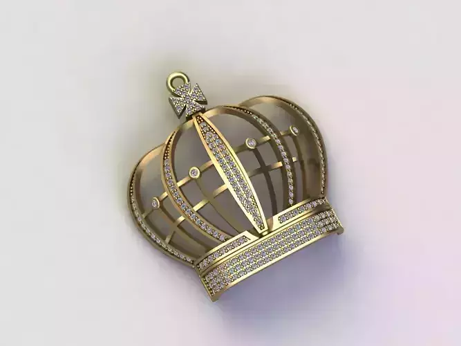 Crown Pendant Silver Gold Luxury Jewelry 3DM model necklace