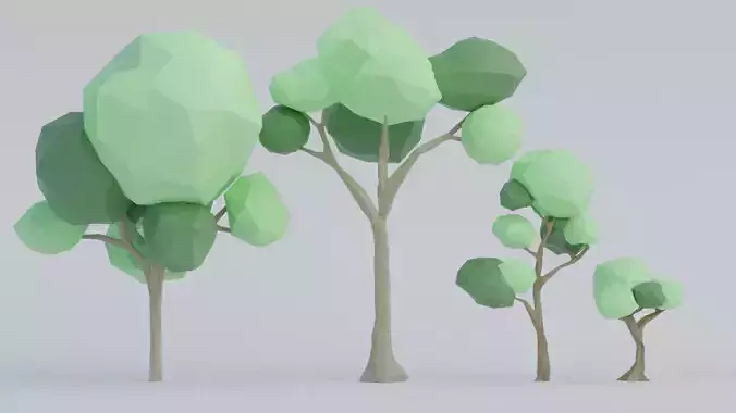 Low-Poly Hardwood 1 three trees