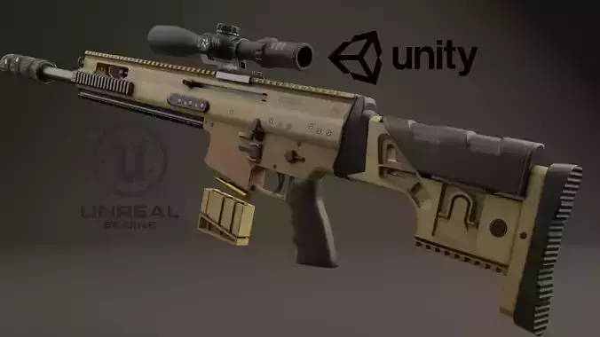 SCAR 20S  PBR Low-poly 3D model