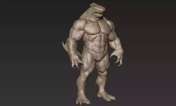 Sharkman 3D Print Model humanoid creature 3D model
