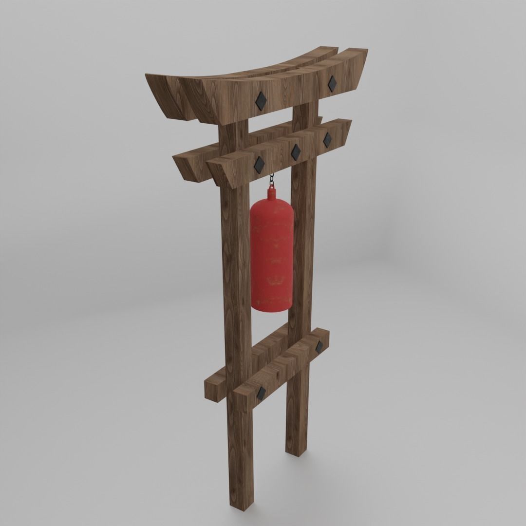 Japanse bell  Low-poly 3D model_4