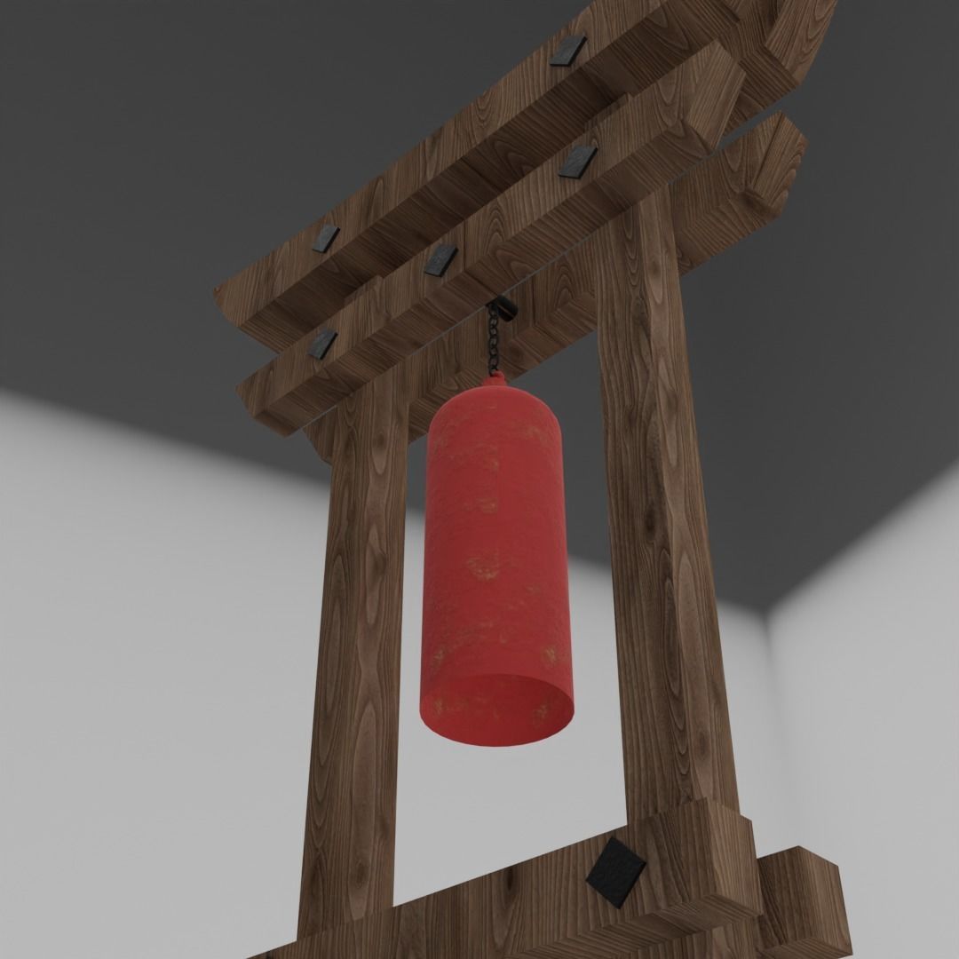 Japanse bell  Low-poly 3D model_1