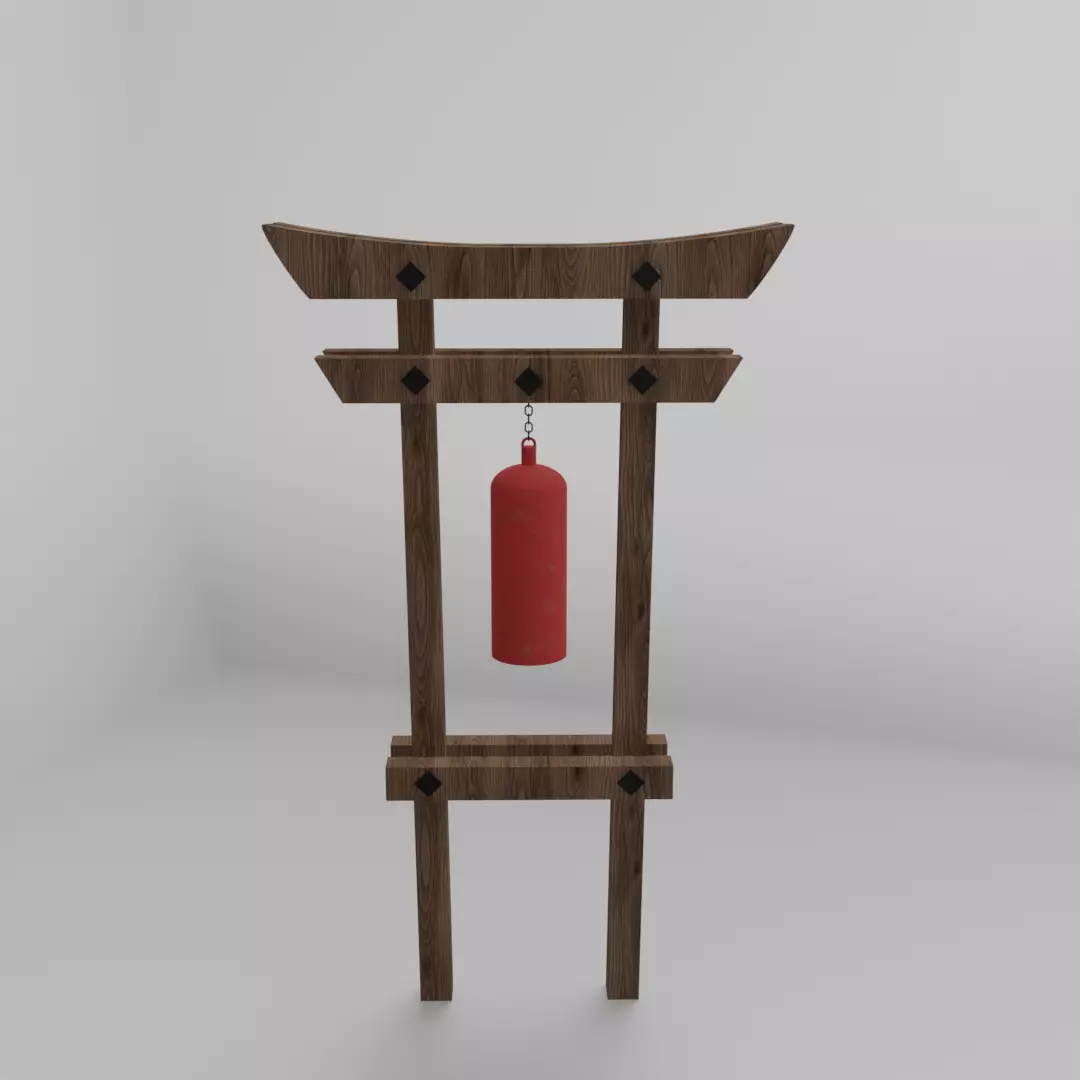 Japanse bell  Low-poly 3D model_0