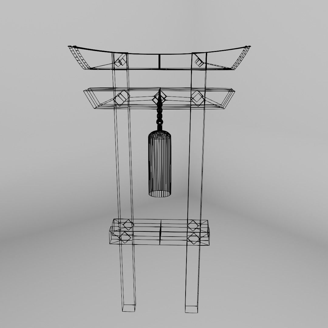 Japanse bell  Low-poly 3D model_3