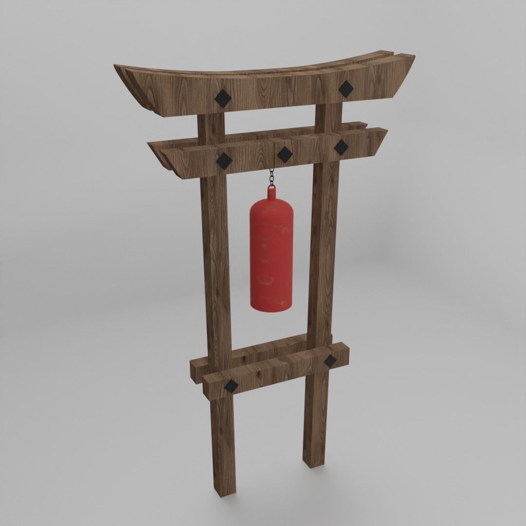 Japanse bell  Low-poly 3D model_6