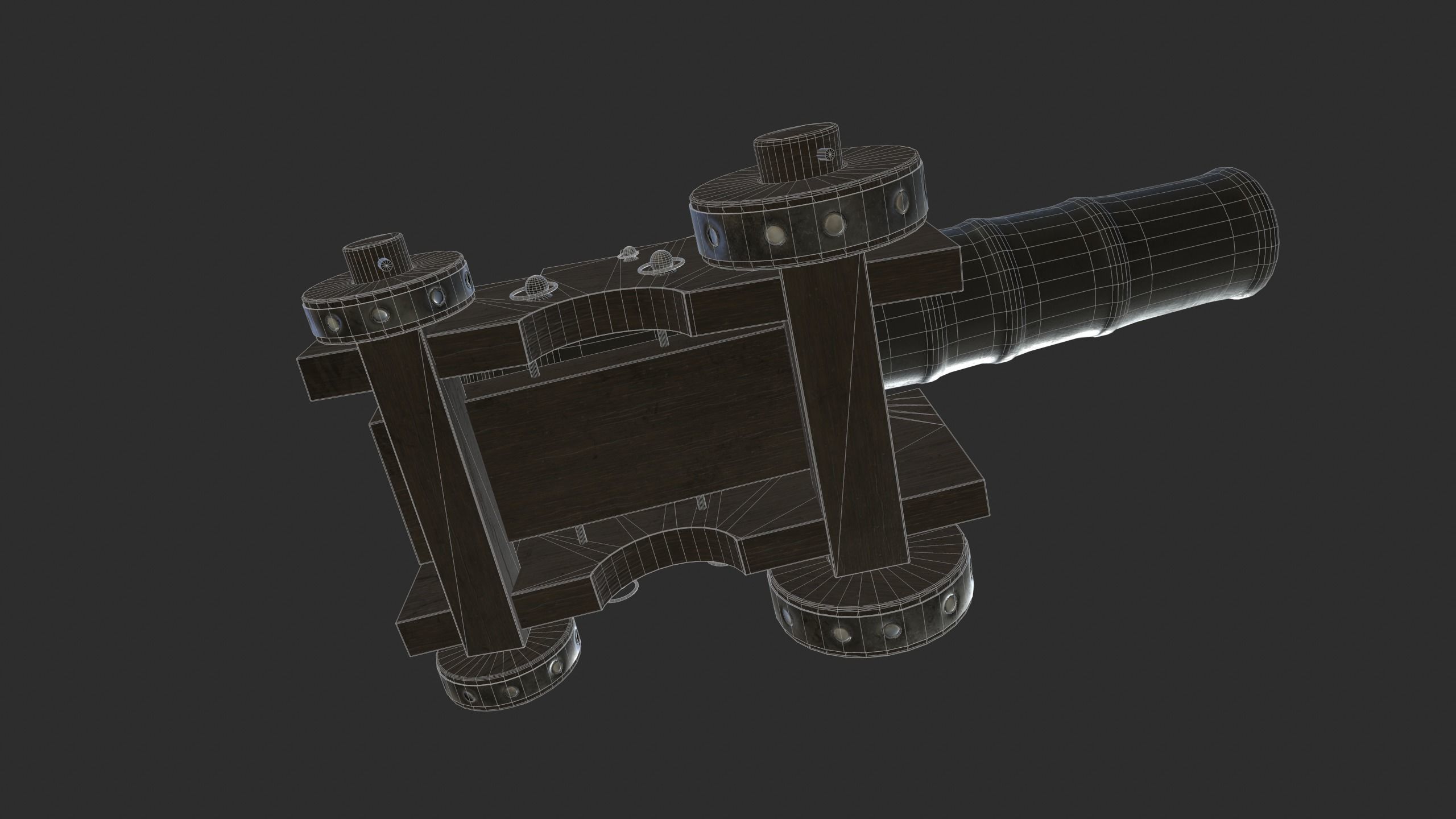 Pirate Cannon Low-poly 3D model_13