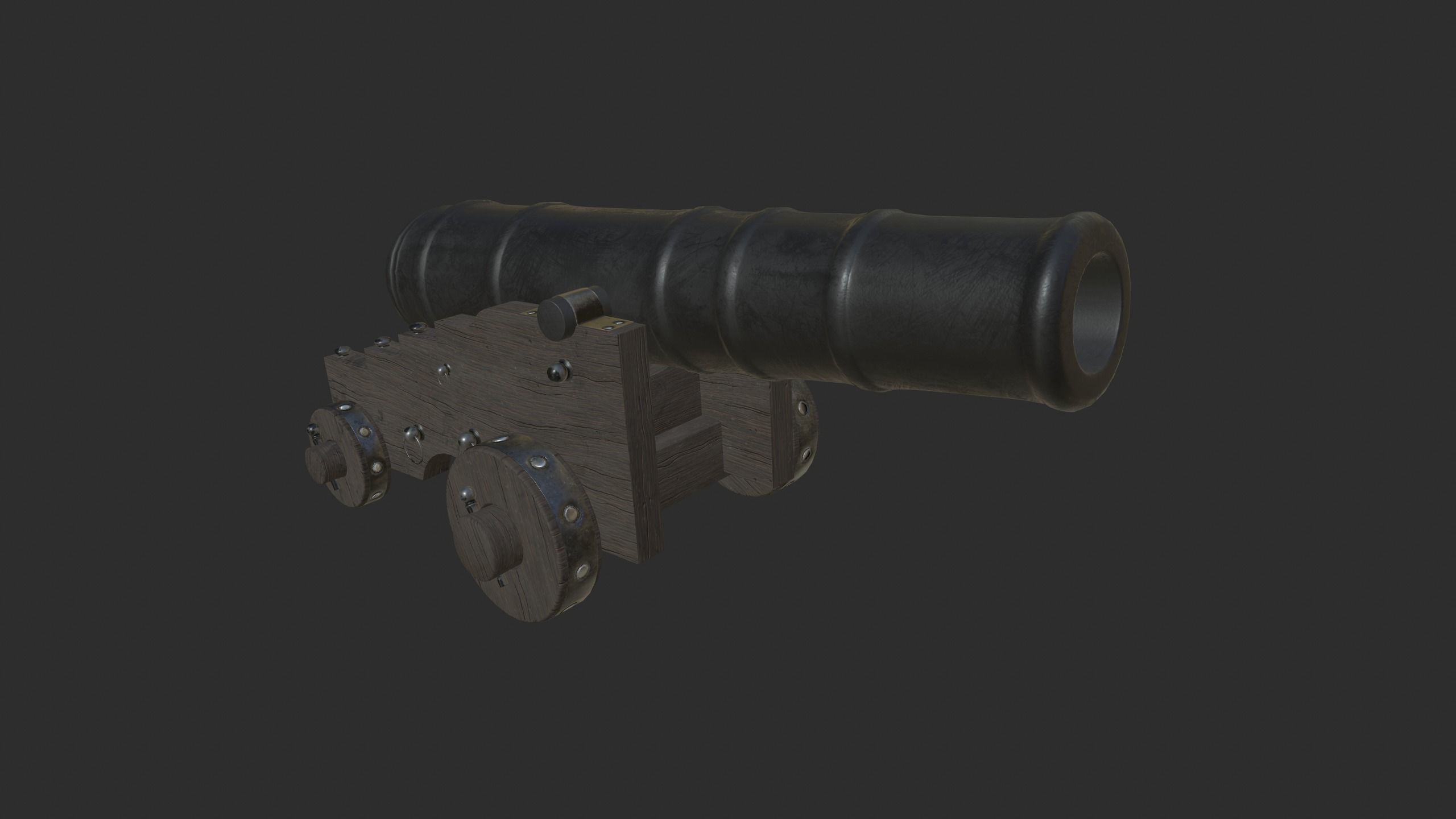 Pirate Cannon Low-poly 3D model_8