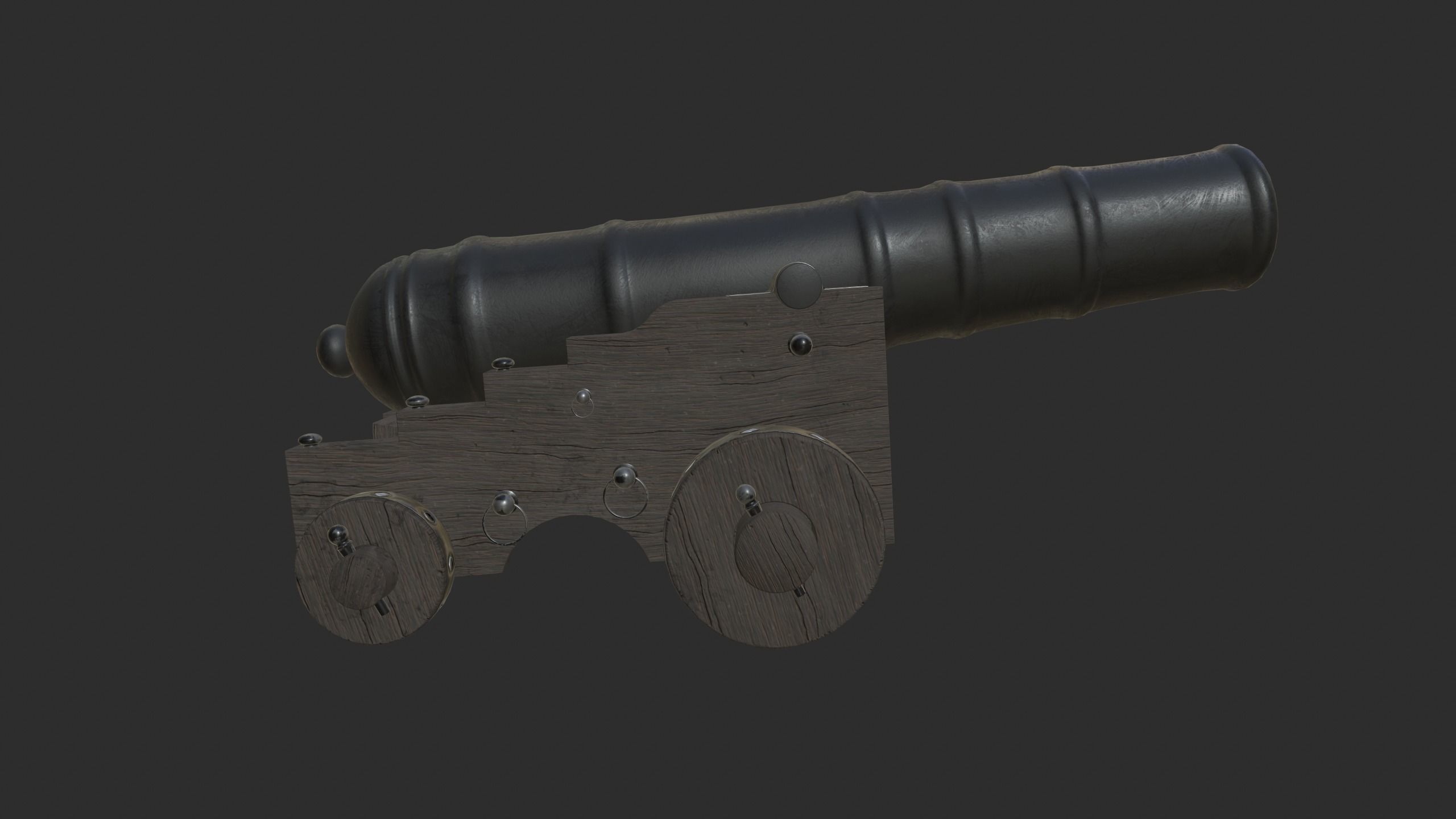 Pirate Cannon Low-poly 3D model_4