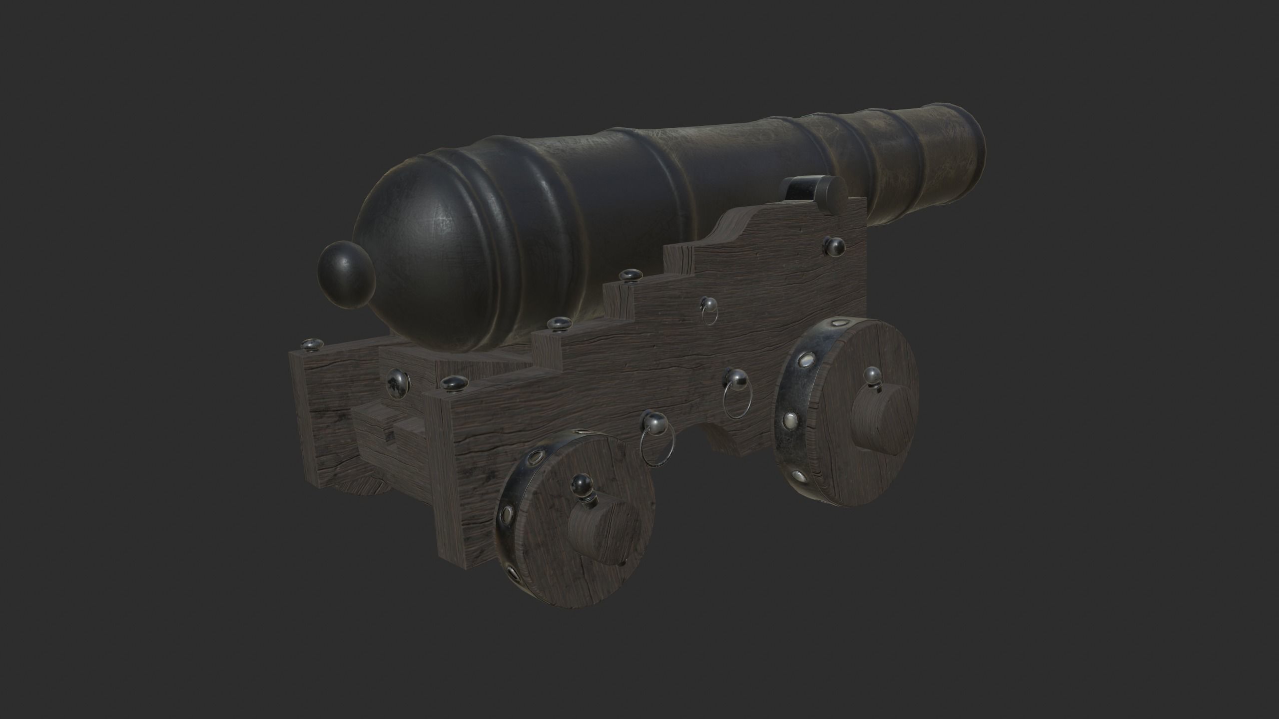 Pirate Cannon Low-poly 3D model_2
