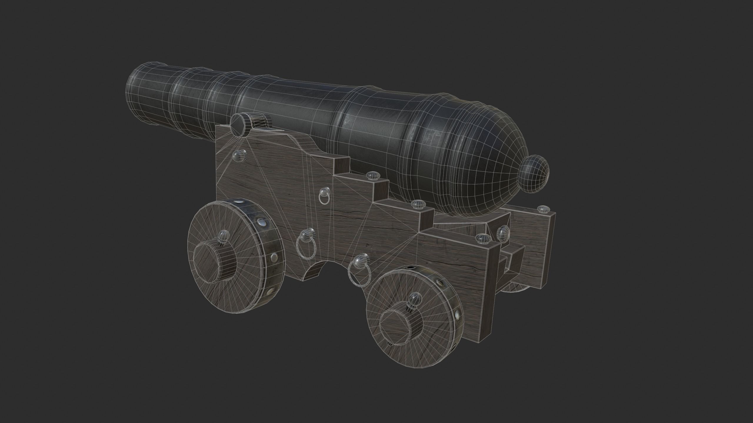 Pirate Cannon Low-poly 3D model_10