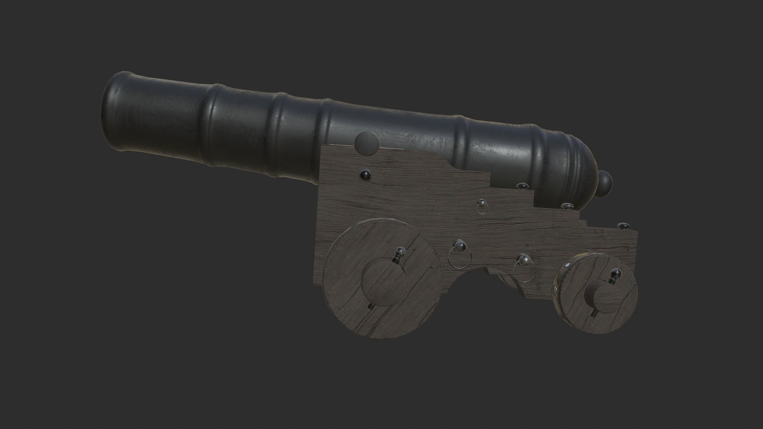 Pirate Cannon Low-poly 3D model_5