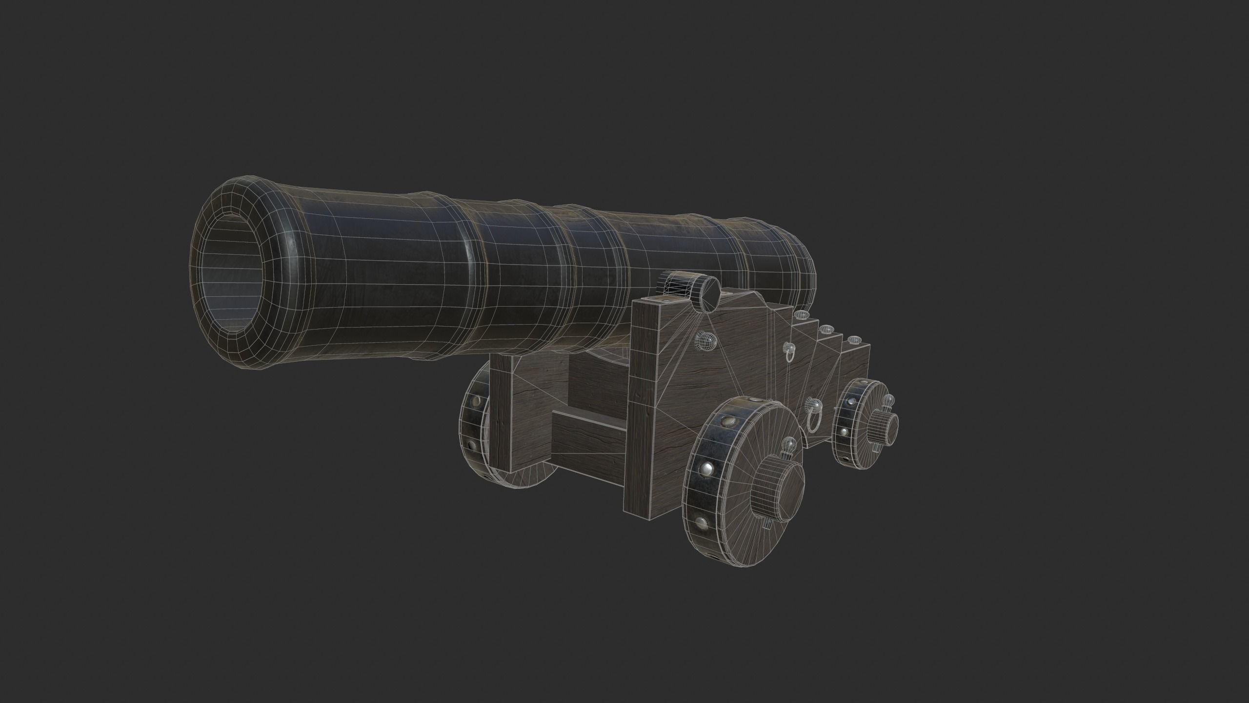 Pirate Cannon Low-poly 3D model_11