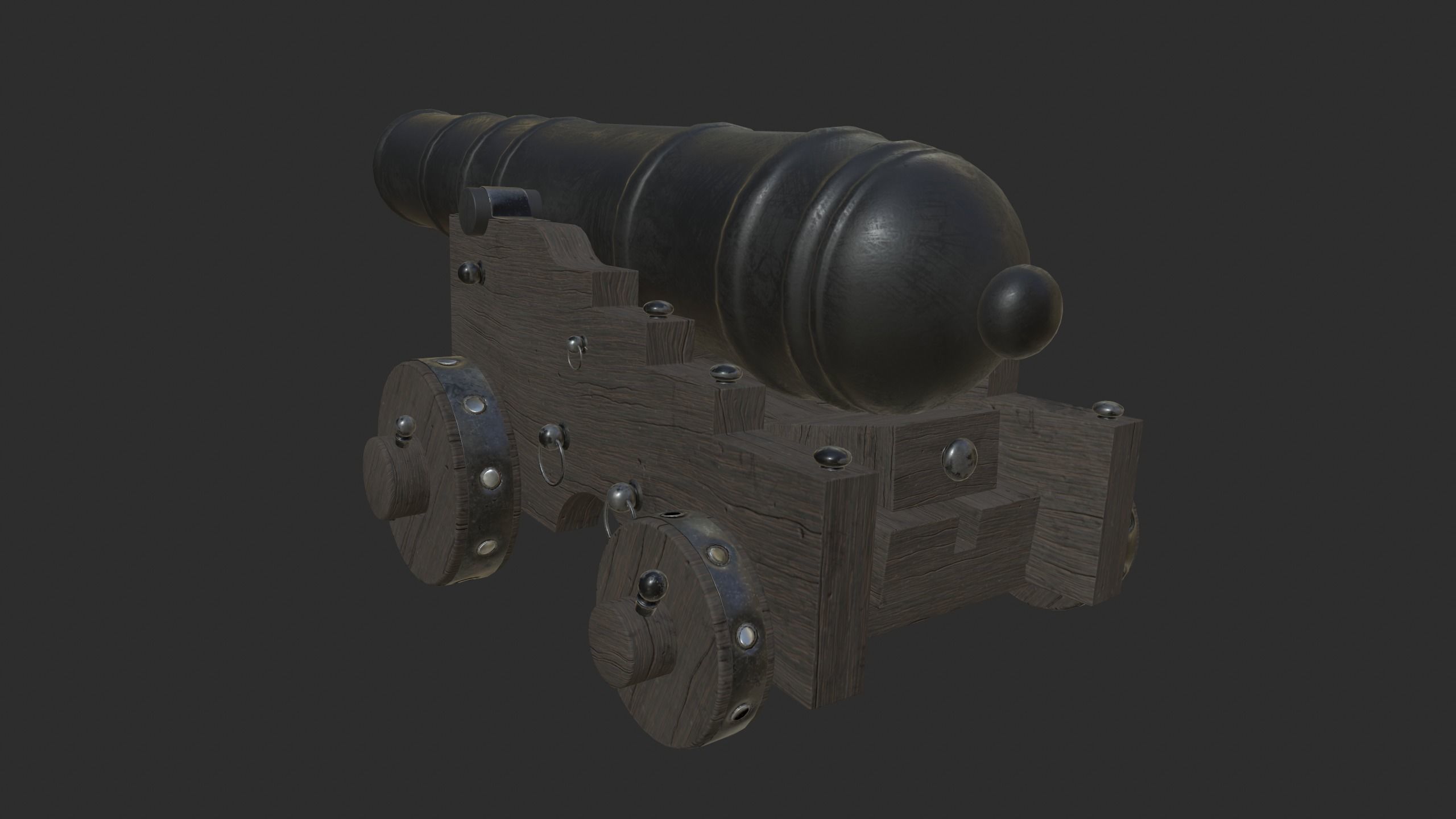 Pirate Cannon Low-poly 3D model_6
