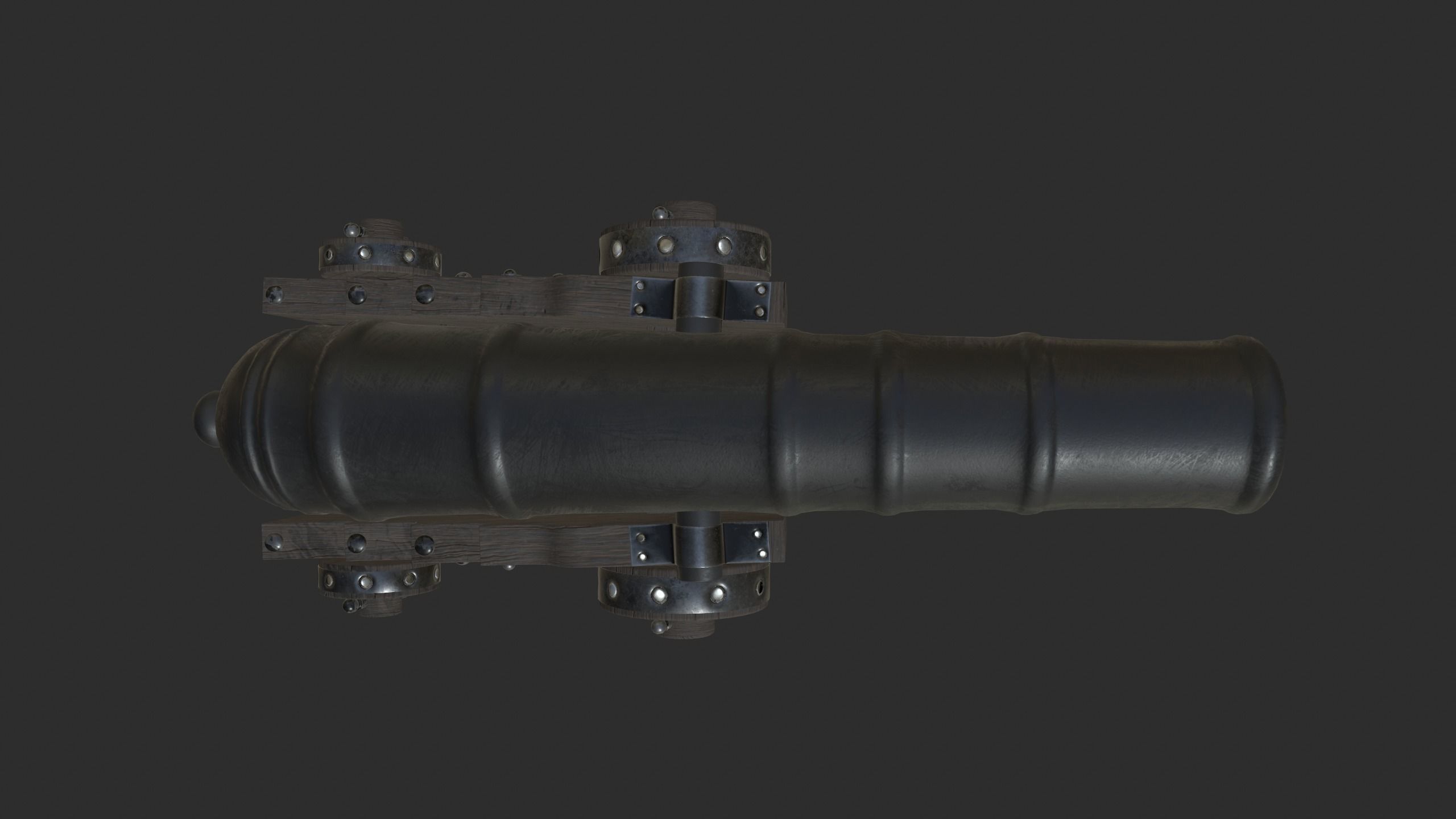Pirate Cannon Low-poly 3D model_7