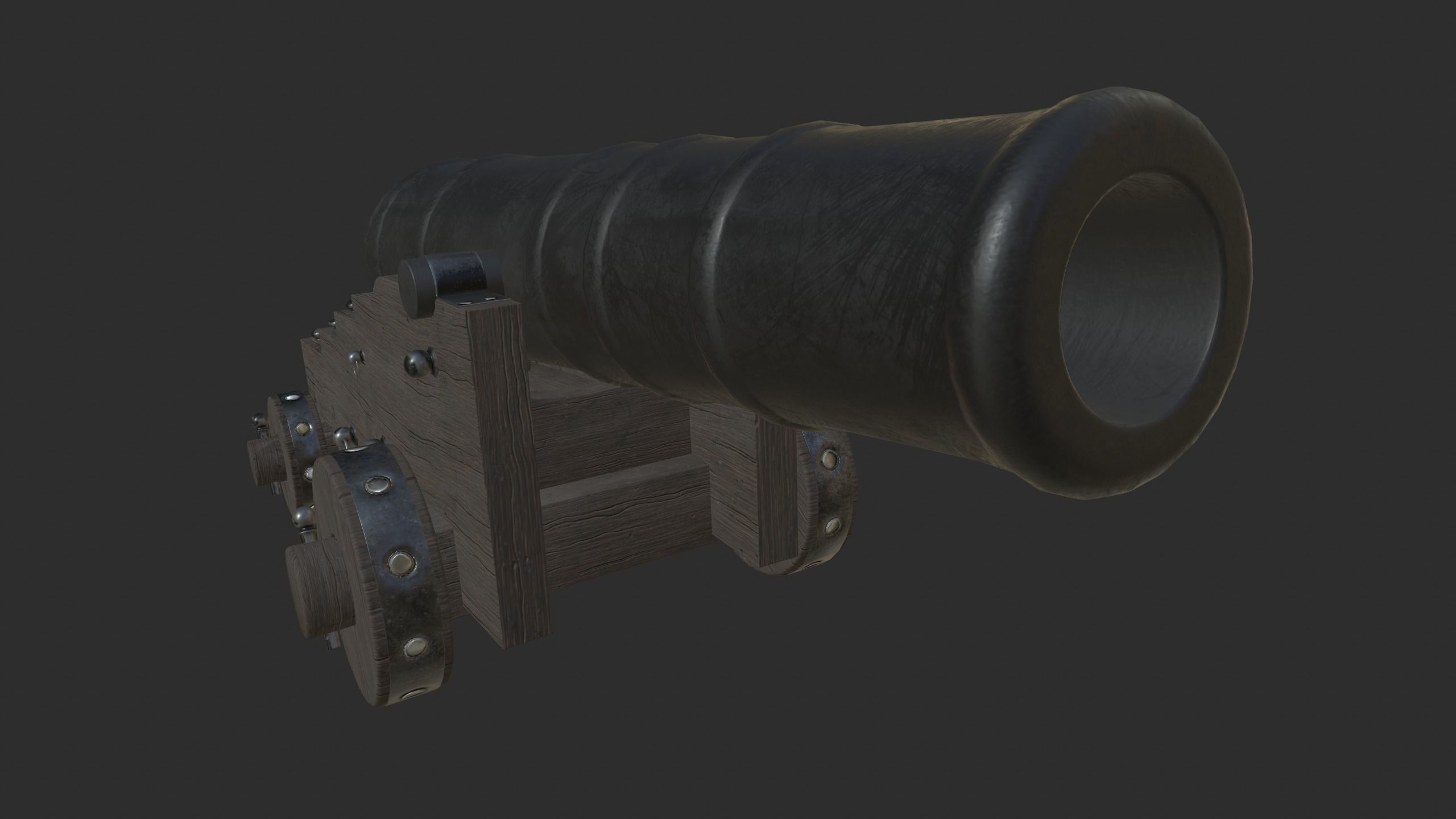 Pirate Cannon Low-poly 3D model_9