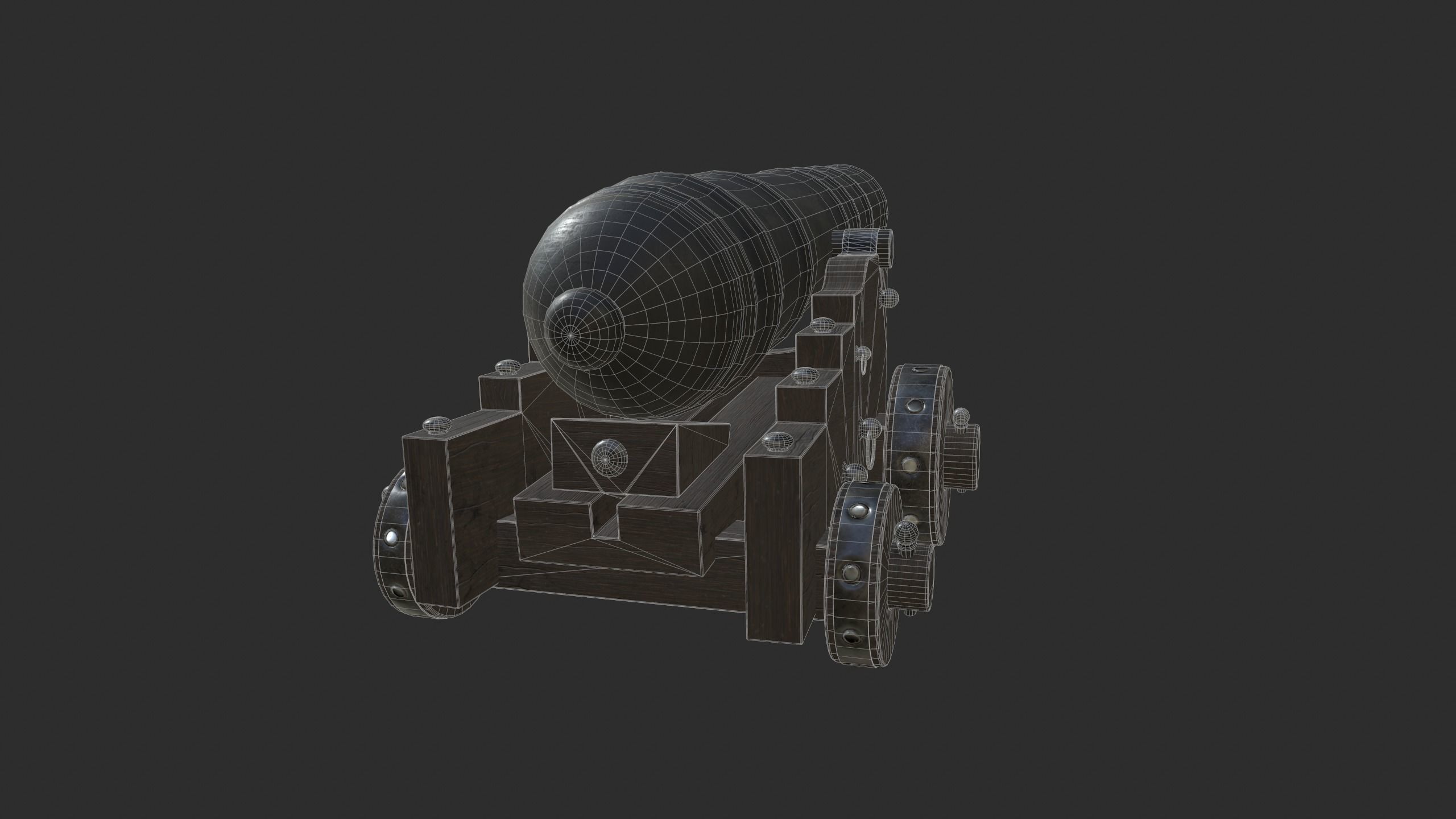 Pirate Cannon Low-poly 3D model_12