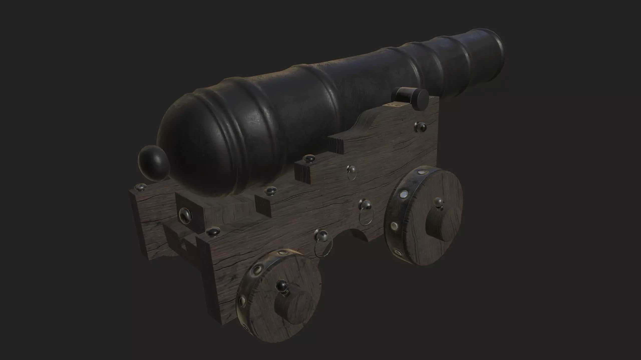 Pirate Cannon Low-poly 3D model_0