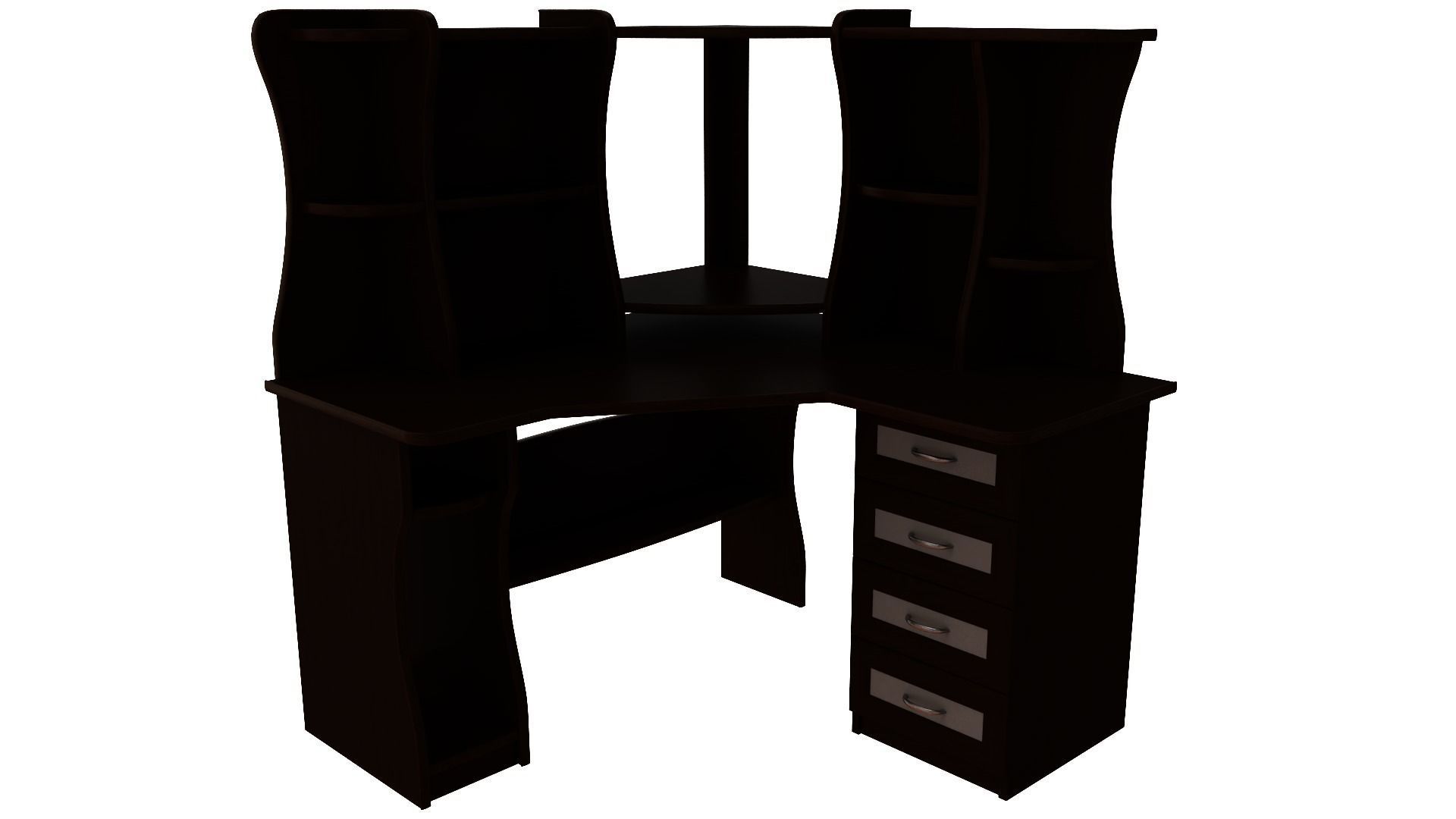 Furniture set desk with drawers and shelves 3D model_1