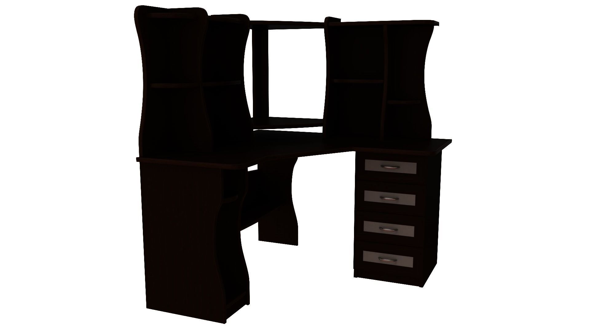 Furniture set desk with drawers and shelves 3D model_3