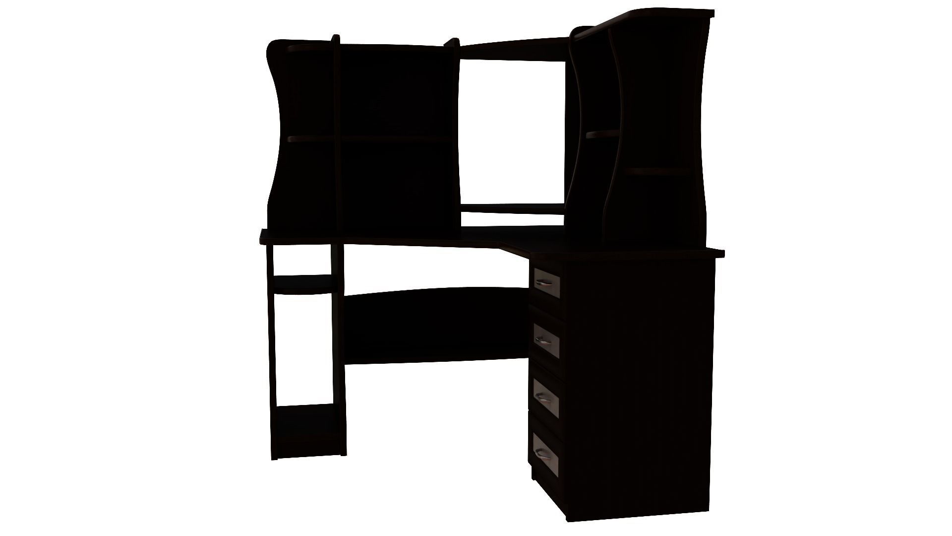Furniture set desk with drawers and shelves 3D model_2