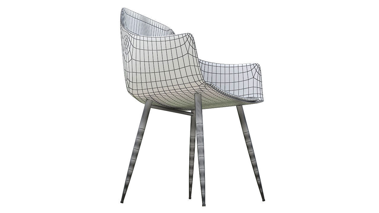Molded plastic padded metal chair 3D model_7