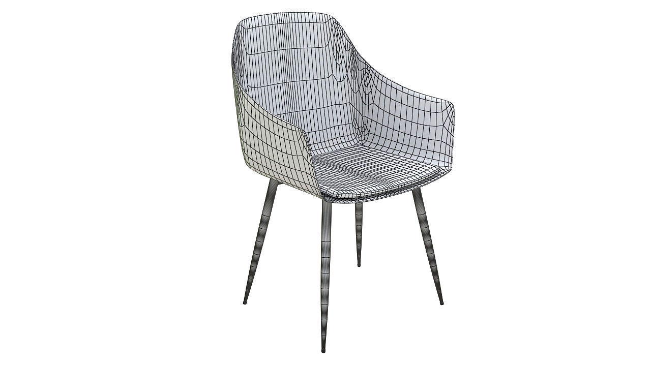 Molded plastic padded metal chair 3D model_8