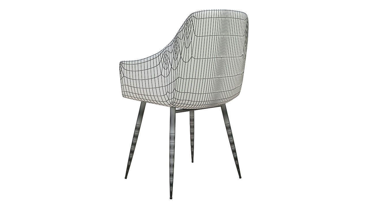 Molded plastic padded metal chair 3D model_11