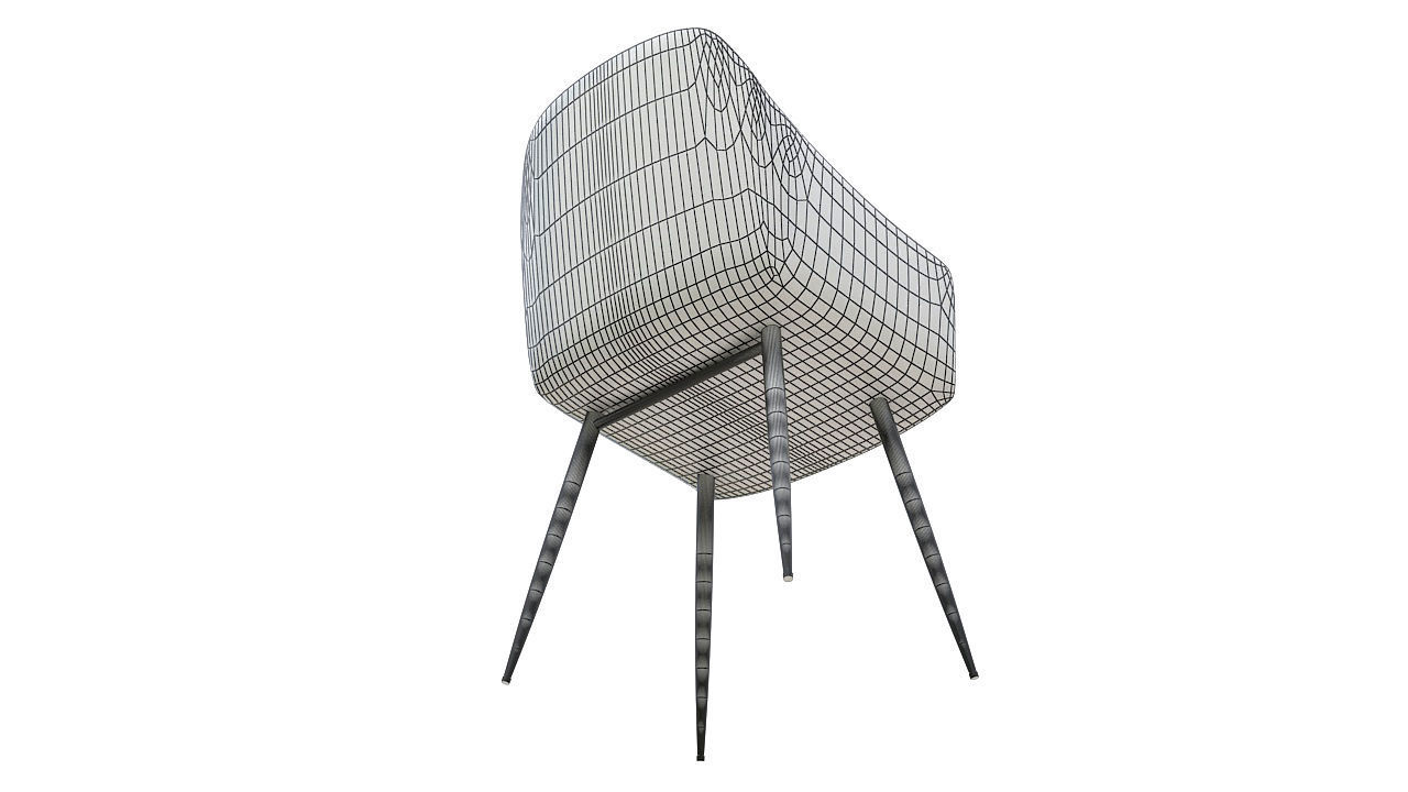 Molded plastic padded metal chair 3D model_12