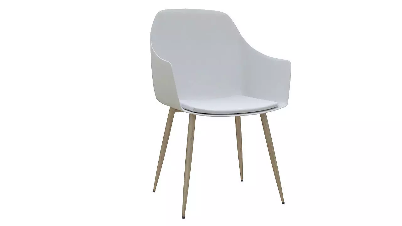 Molded plastic padded metal chair 3D model_0