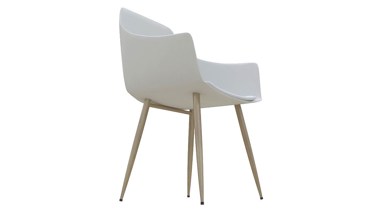 Molded plastic padded metal chair 3D model_6