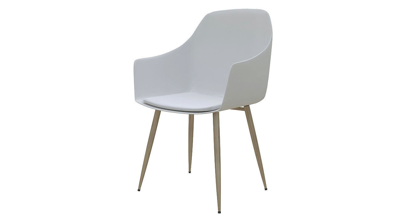 Molded plastic padded metal chair 3D model_2