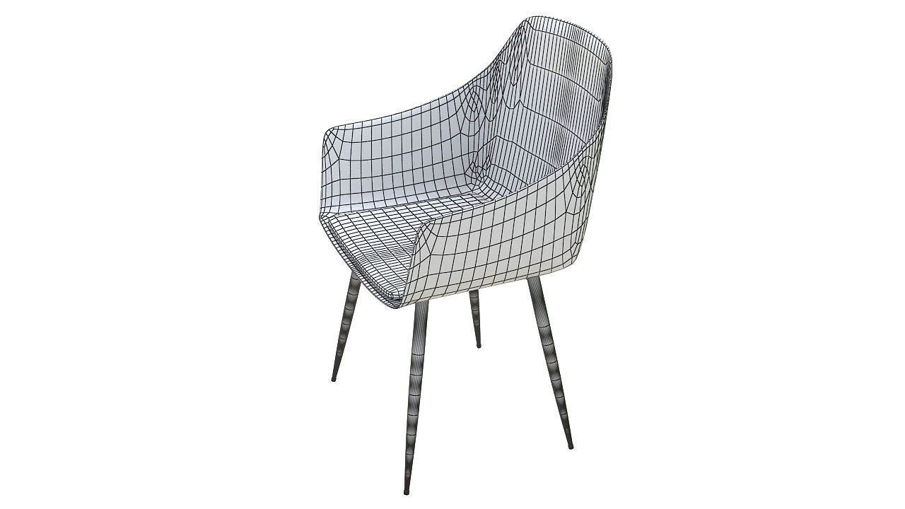 Molded plastic padded metal chair 3D model_10