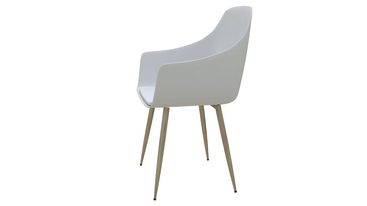 Molded plastic padded metal chair 3D model_3