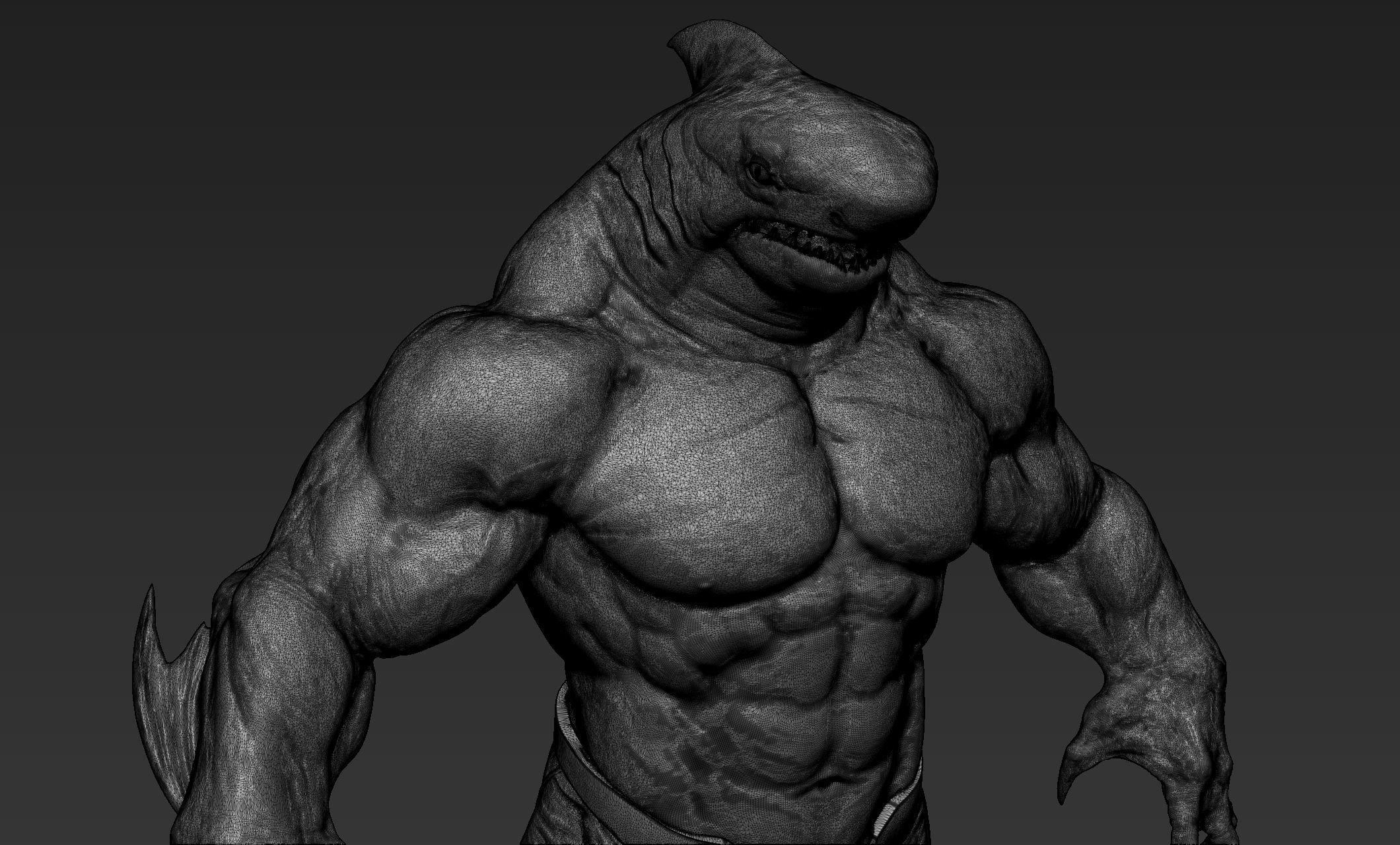 Sharkman humanoid creature 3D model_20