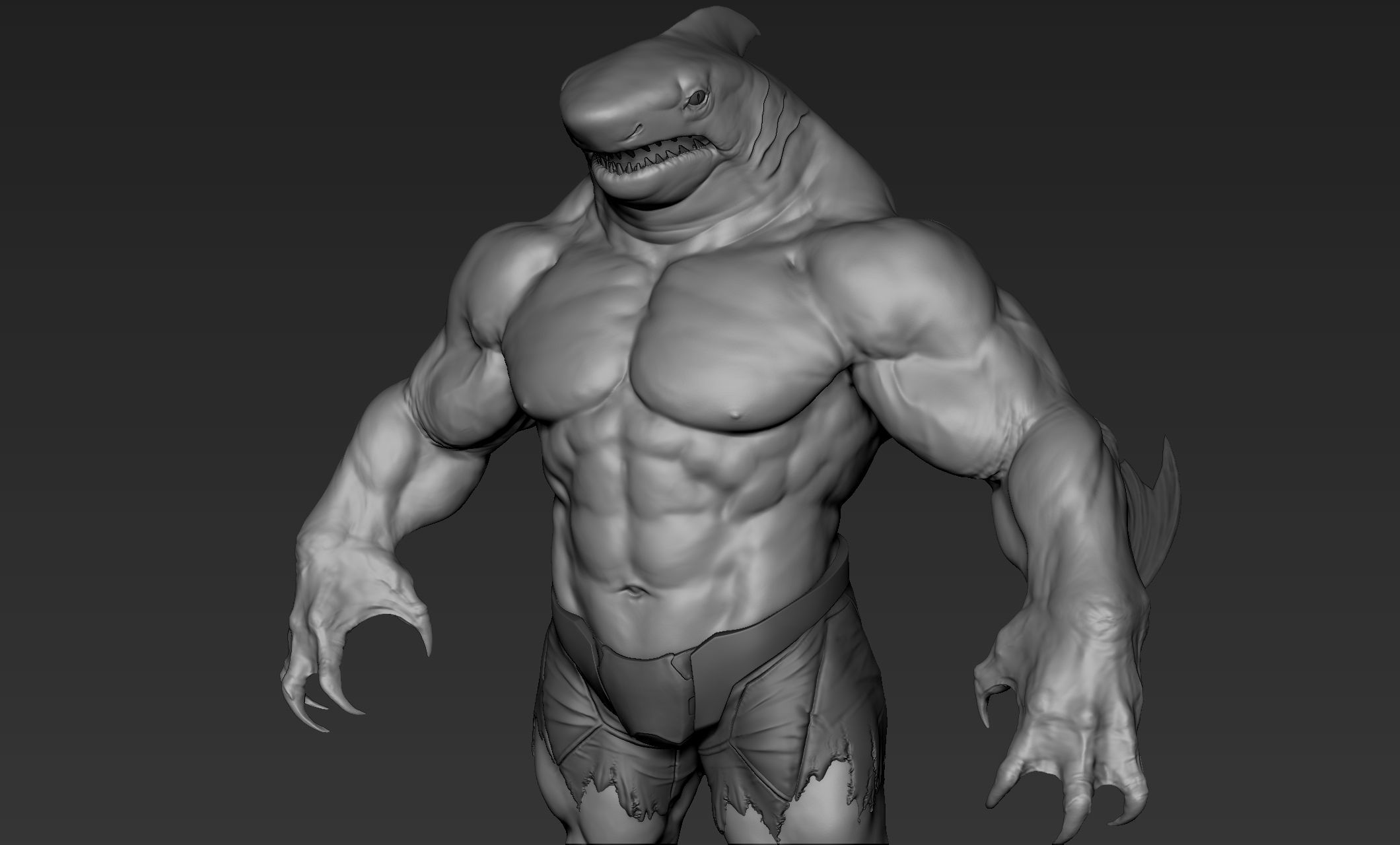Sharkman humanoid creature 3D model_15