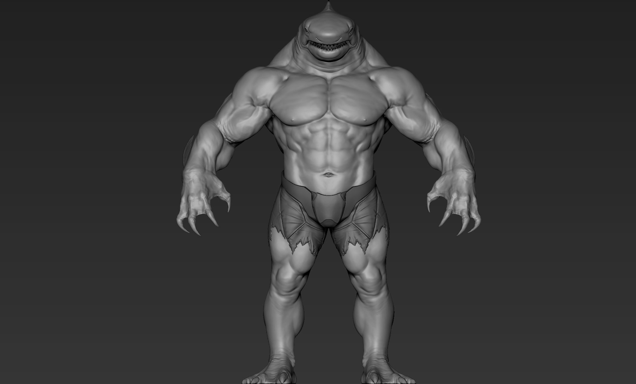 Sharkman humanoid creature 3D model_17
