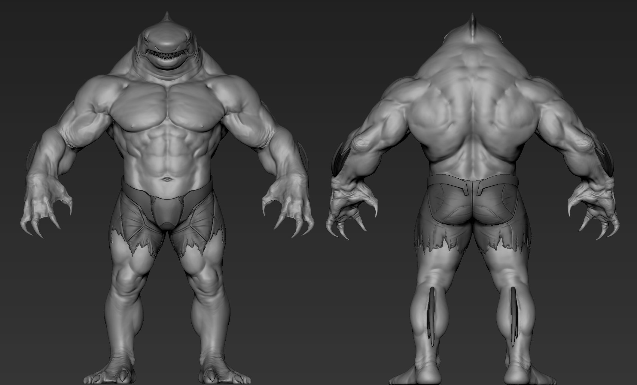Sharkman humanoid creature 3D model_16