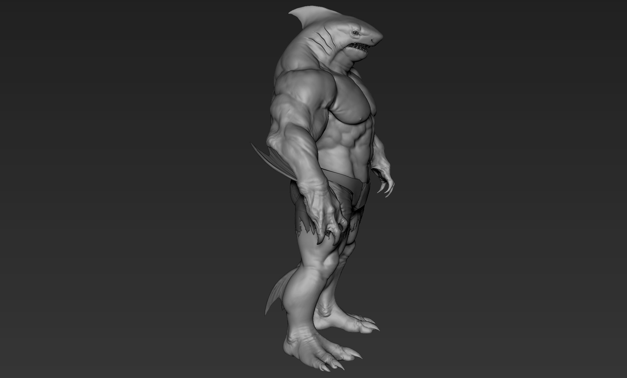 Sharkman humanoid creature 3D model_9