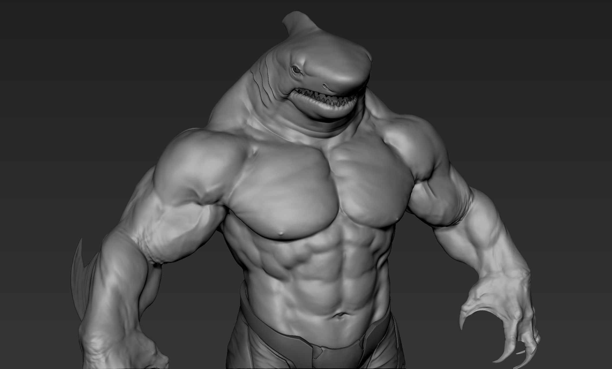 Sharkman humanoid creature 3D model_14